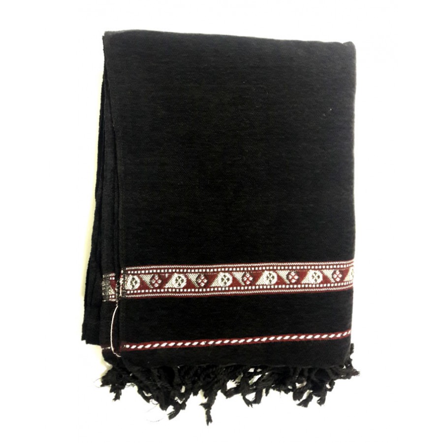Pure Handmade Black Velvet Pure Dussa / Khamdar Shawl SHL-064-2 By Khan Culture